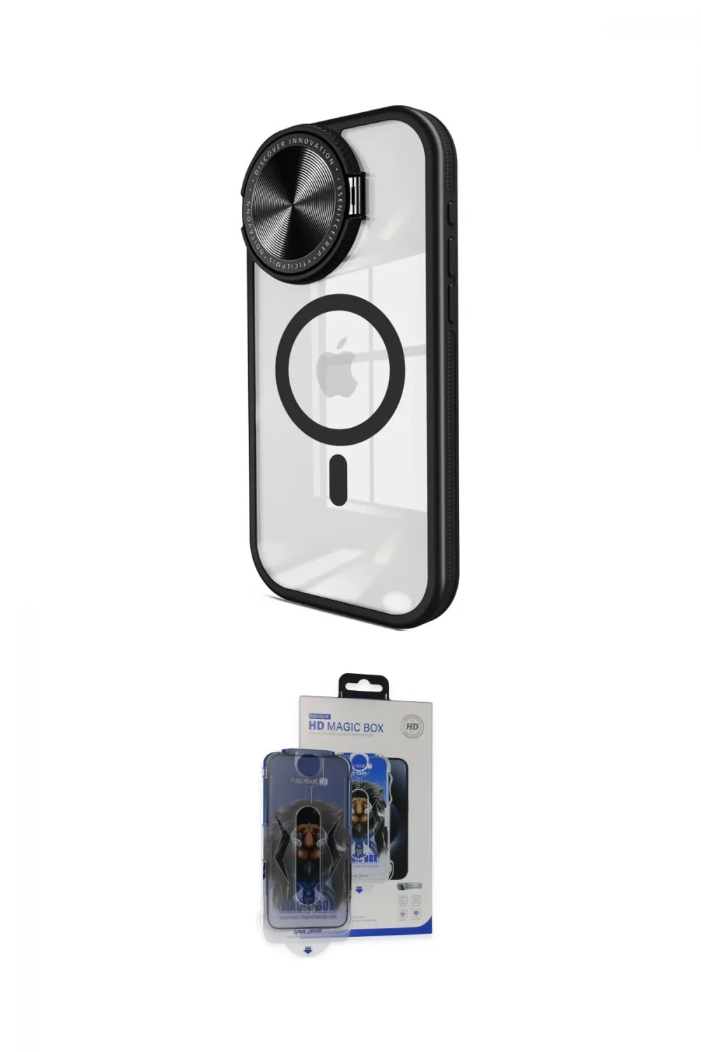 ieg™ iPhone 15 Pro Max Kılıf Kıvılcım Modern Koleksiyonu - Siyah Vanessa Magic Cam