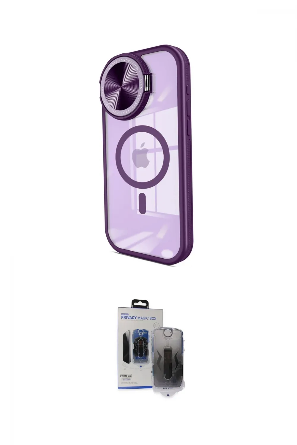 ieg™ iPhone 15 Pro Max Kılıf Kıvılcım Modern Koleksiyonu - Siyah Vanessa Magic Hayalet Cam