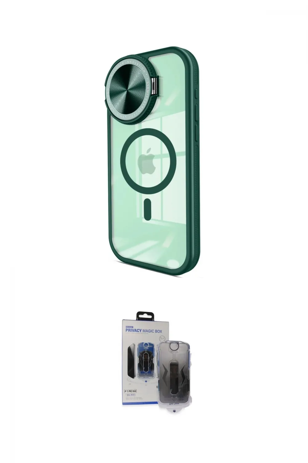 ieg™ iPhone 15 Pro Max Kılıf Kıvılcım Modern Koleksiyonu - Siyah Vanessa Magic Hayalet Cam