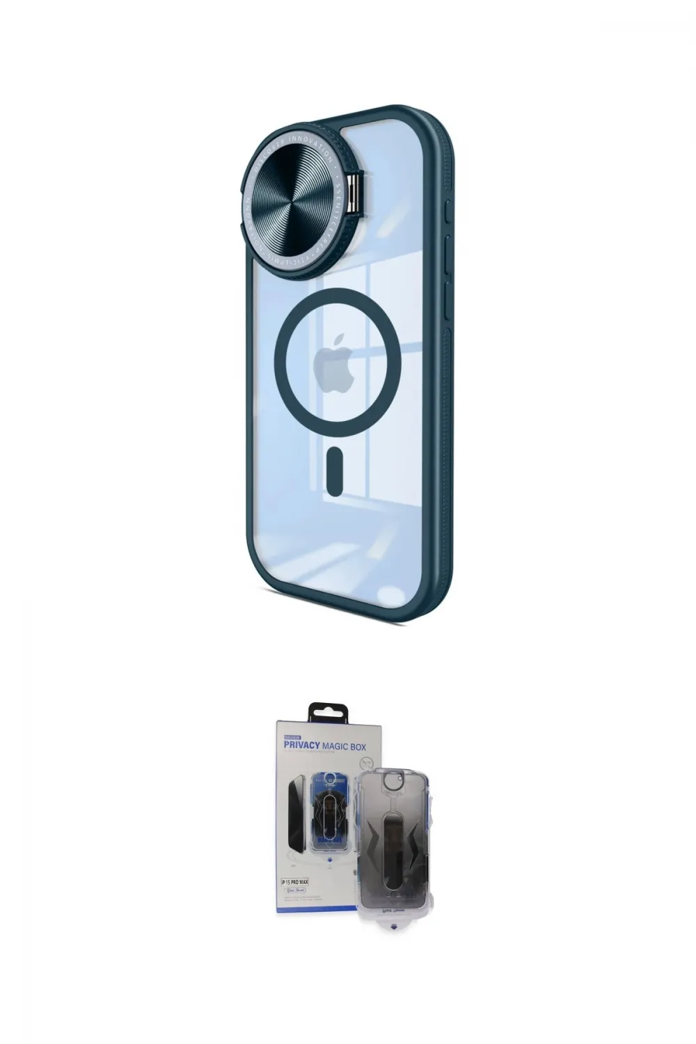 ieg™ iPhone 15 Pro Max Kılıf Kıvılcım Modern Koleksiyonu - Siyah Vanessa Magic Hayalet Cam