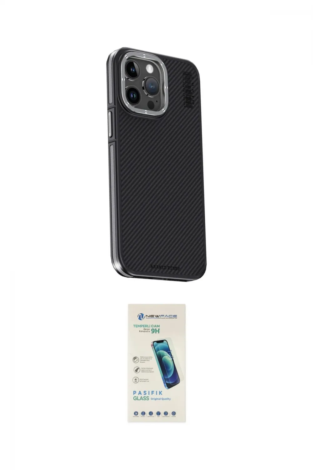 ieg™ iPhone 15 Pro Max Kılıf Kıvılcım Modern Özel Seri - Şeffaf Pasifik Cam Ekran Koruyucu