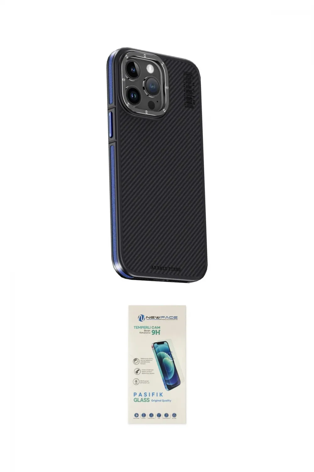 ieg™ iPhone 15 Pro Max Kılıf Kıvılcım Modern Özel Seri - Şeffaf Pasifik Cam Ekran Koruyucu