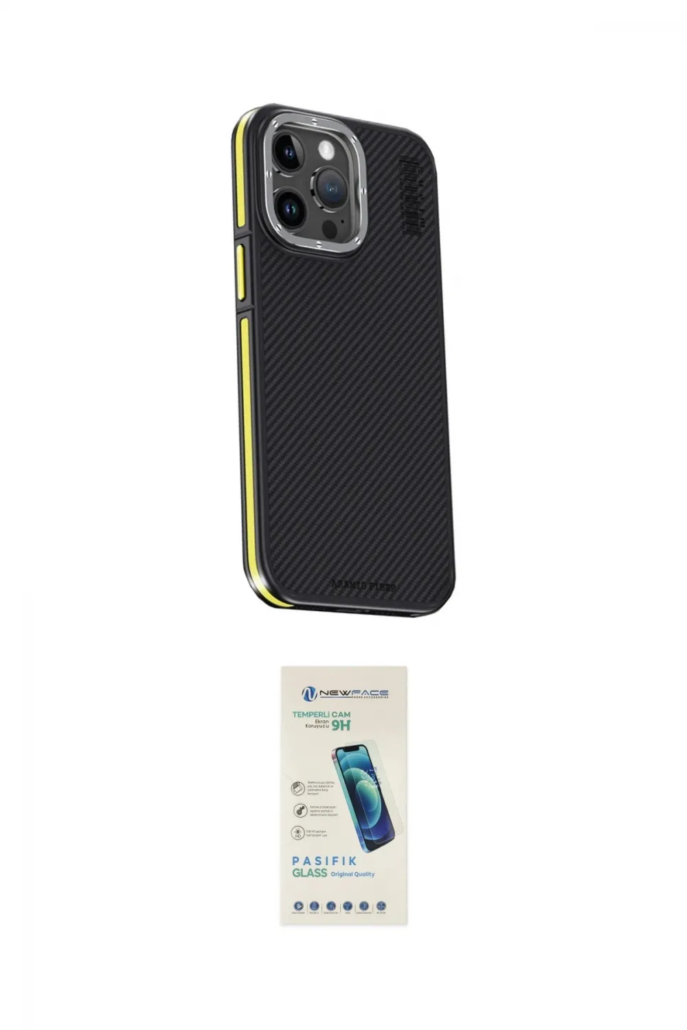 ieg™ iPhone 15 Pro Max Kılıf Kıvılcım Modern Özel Seri - Şeffaf Pasifik Cam Ekran Koruyucu