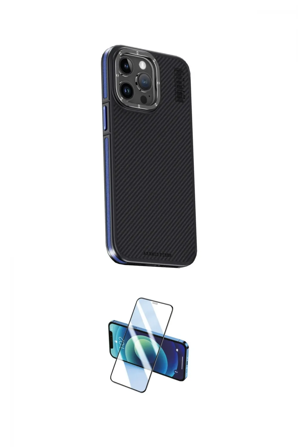 ieg™ iPhone 15 Pro Max Kılıf Kıvılcım Modern Özel Seri - Siyah 3D Antistatik Seramik Nano Ekran Koruyucu