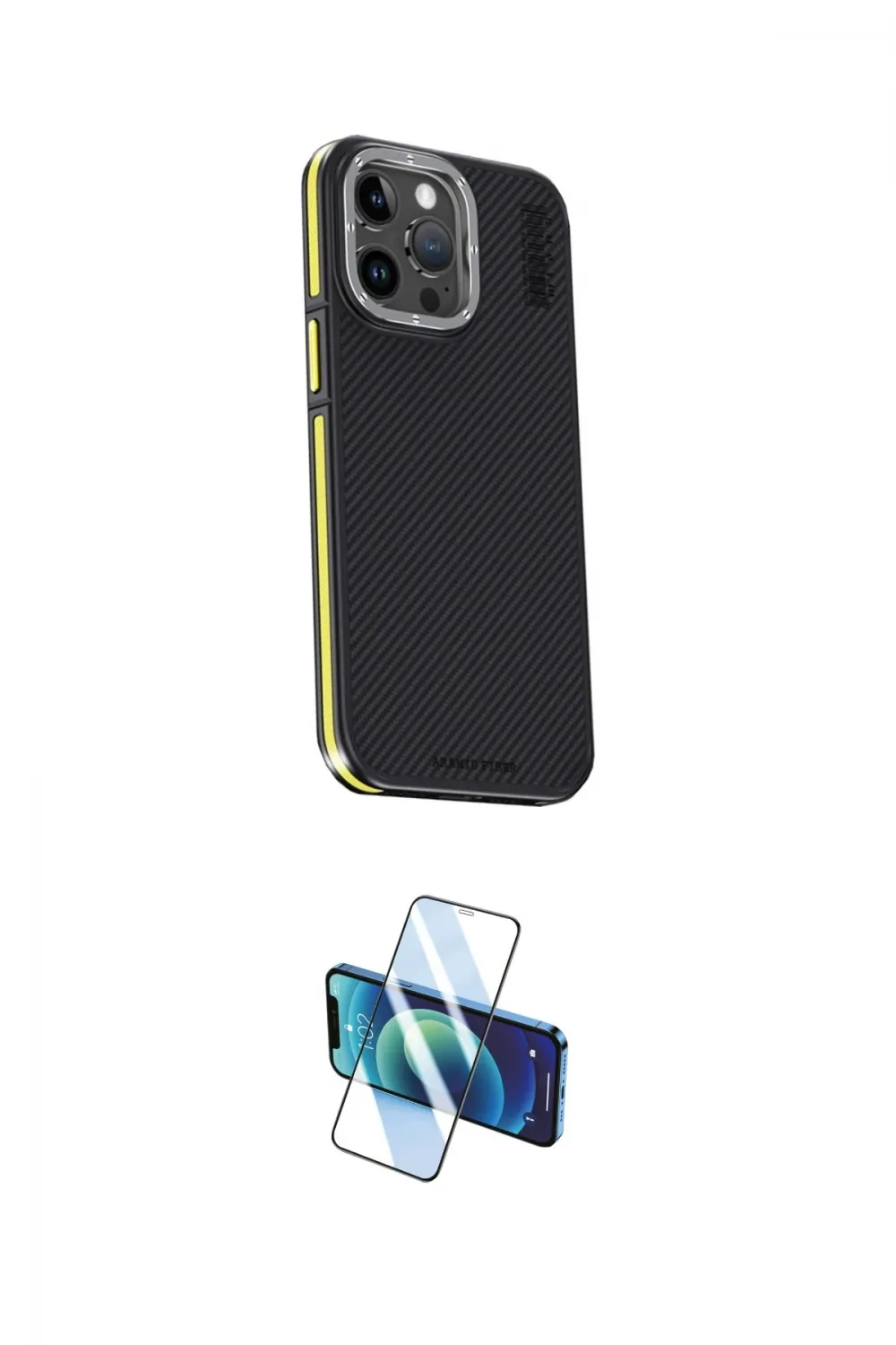 ieg™ iPhone 15 Pro Max Kılıf Kıvılcım Modern Özel Seri - Siyah 3D Antistatik Seramik Nano Ekran Koruyucu