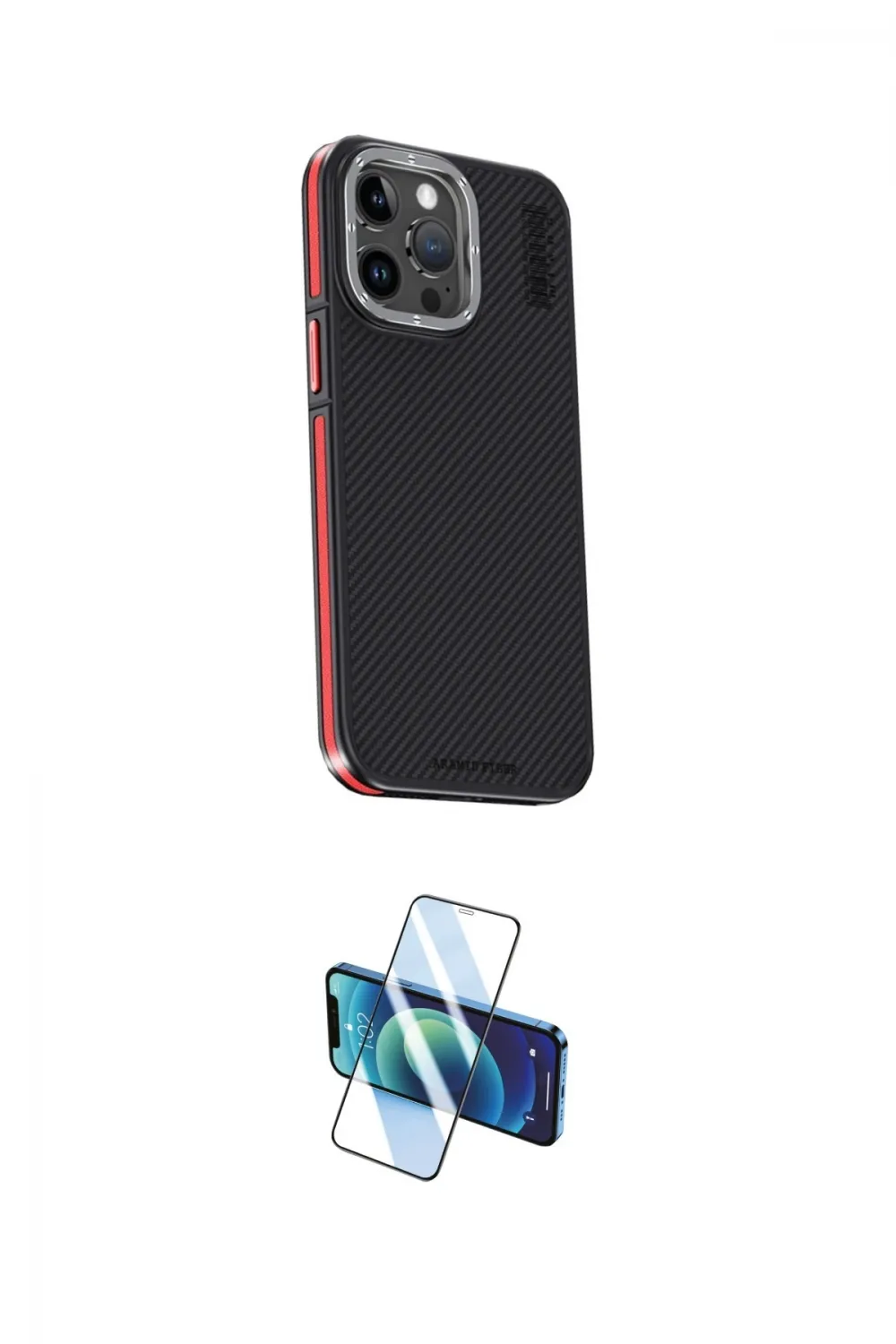 ieg™ iPhone 15 Pro Max Kılıf Kıvılcım Modern Özel Seri - Siyah 3D Antistatik Seramik Nano Ekran Koruyucu