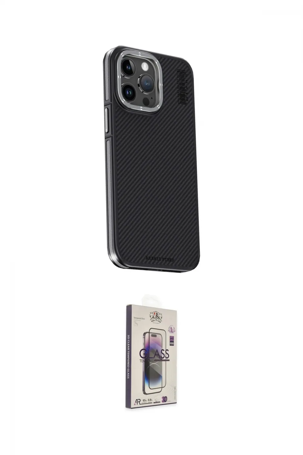 ieg™ iPhone 15 Pro Max Kılıf Kıvılcım Modern Özel Seri - Siyah Bilvis 3D Cam Ekran Koruyucu