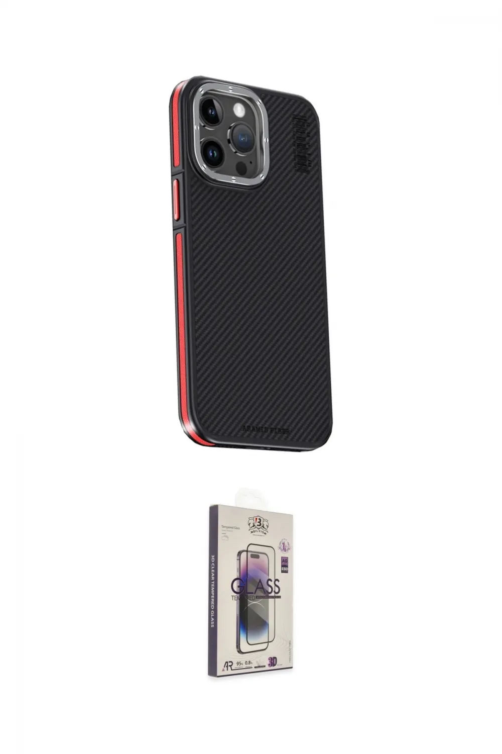 ieg™ iPhone 15 Pro Max Kılıf Kıvılcım Modern Özel Seri - Siyah Bilvis 3D Cam Ekran Koruyucu