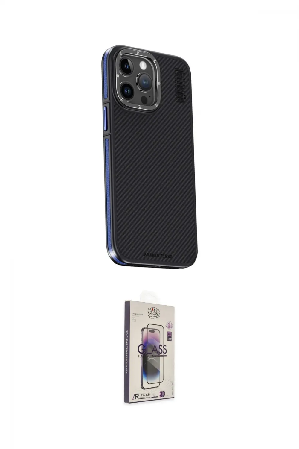 ieg™ iPhone 15 Pro Max Kılıf Kıvılcım Modern Özel Seri - Siyah Bilvis 3D Cam Ekran Koruyucu