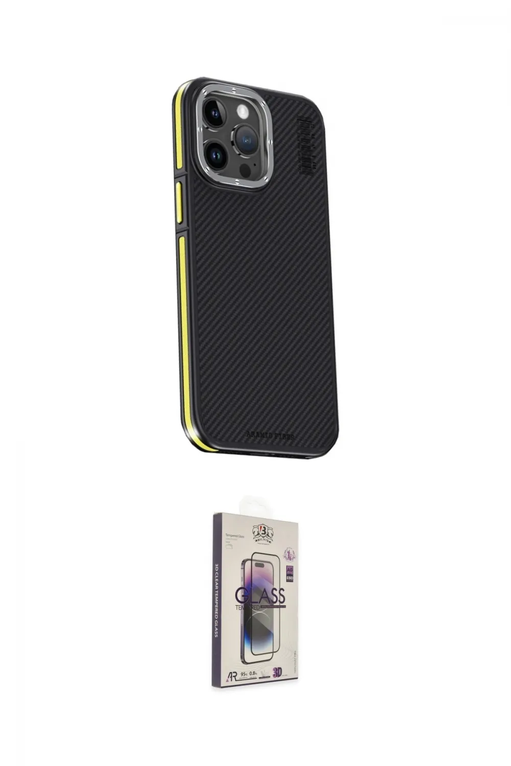 ieg™ iPhone 15 Pro Max Kılıf Kıvılcım Modern Özel Seri - Siyah Bilvis 3D Cam Ekran Koruyucu