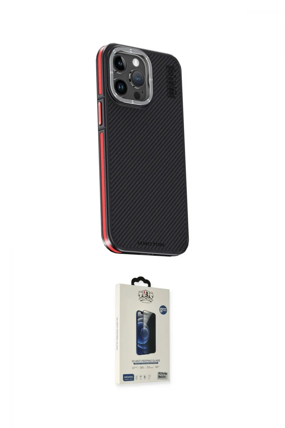 ieg™ iPhone 15 Pro Max Kılıf Kıvılcım Modern Özel Seri - Siyah Bilvis Hayalet Cam Ekran Koruyucu