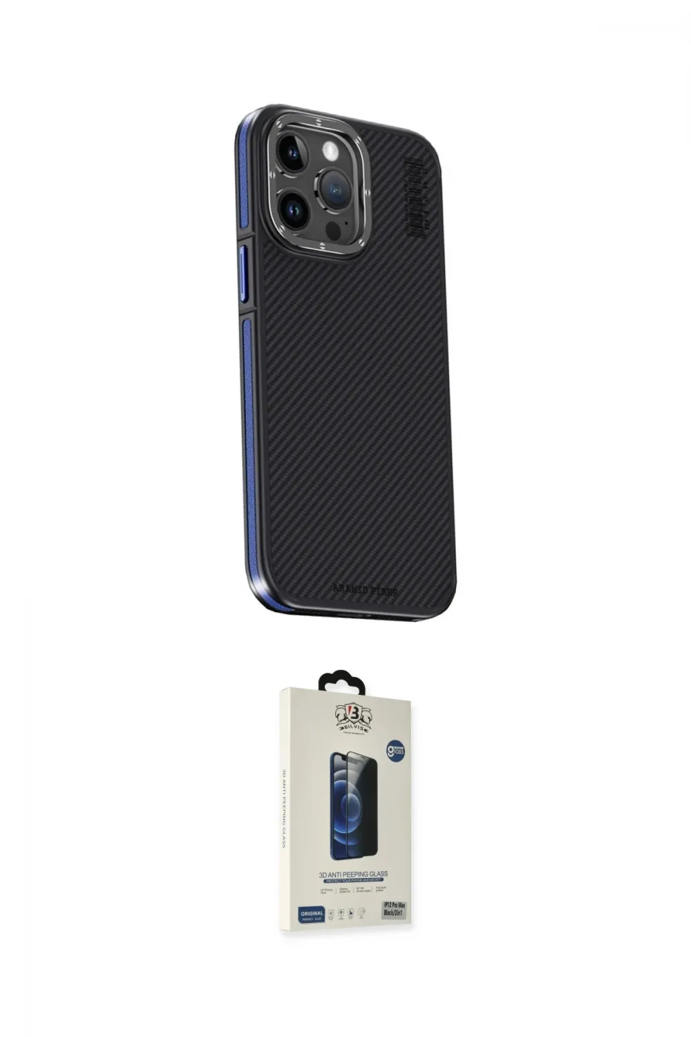 ieg™ iPhone 15 Pro Max Kılıf Kıvılcım Modern Özel Seri - Siyah Bilvis Hayalet Cam Ekran Koruyucu