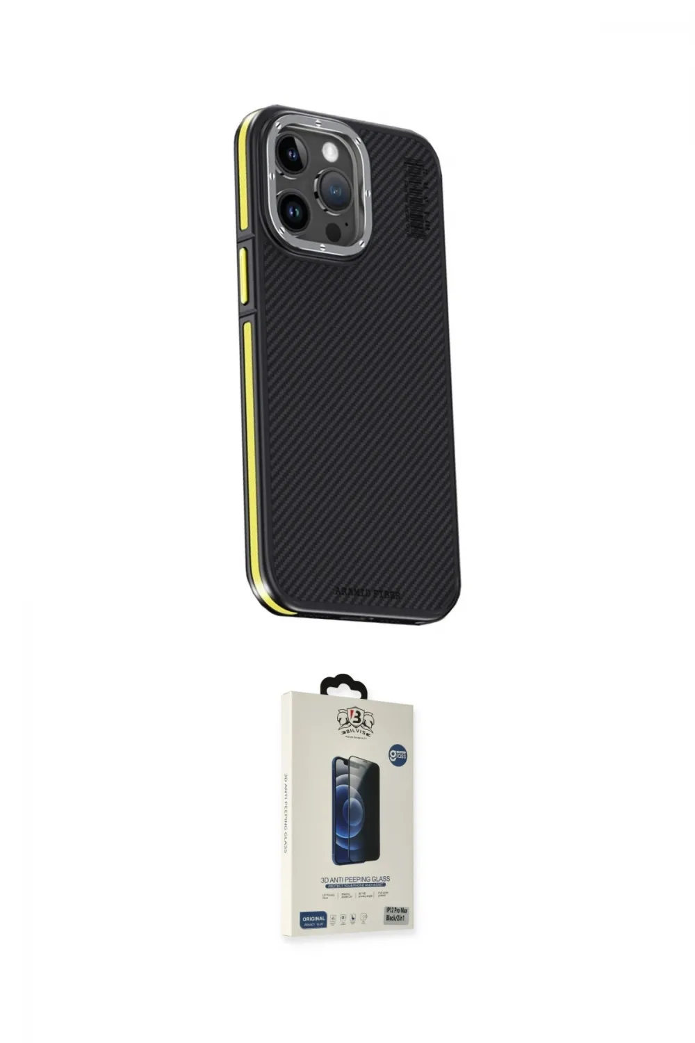 ieg™ iPhone 15 Pro Max Kılıf Kıvılcım Modern Özel Seri - Siyah Bilvis Hayalet Cam Ekran Koruyucu