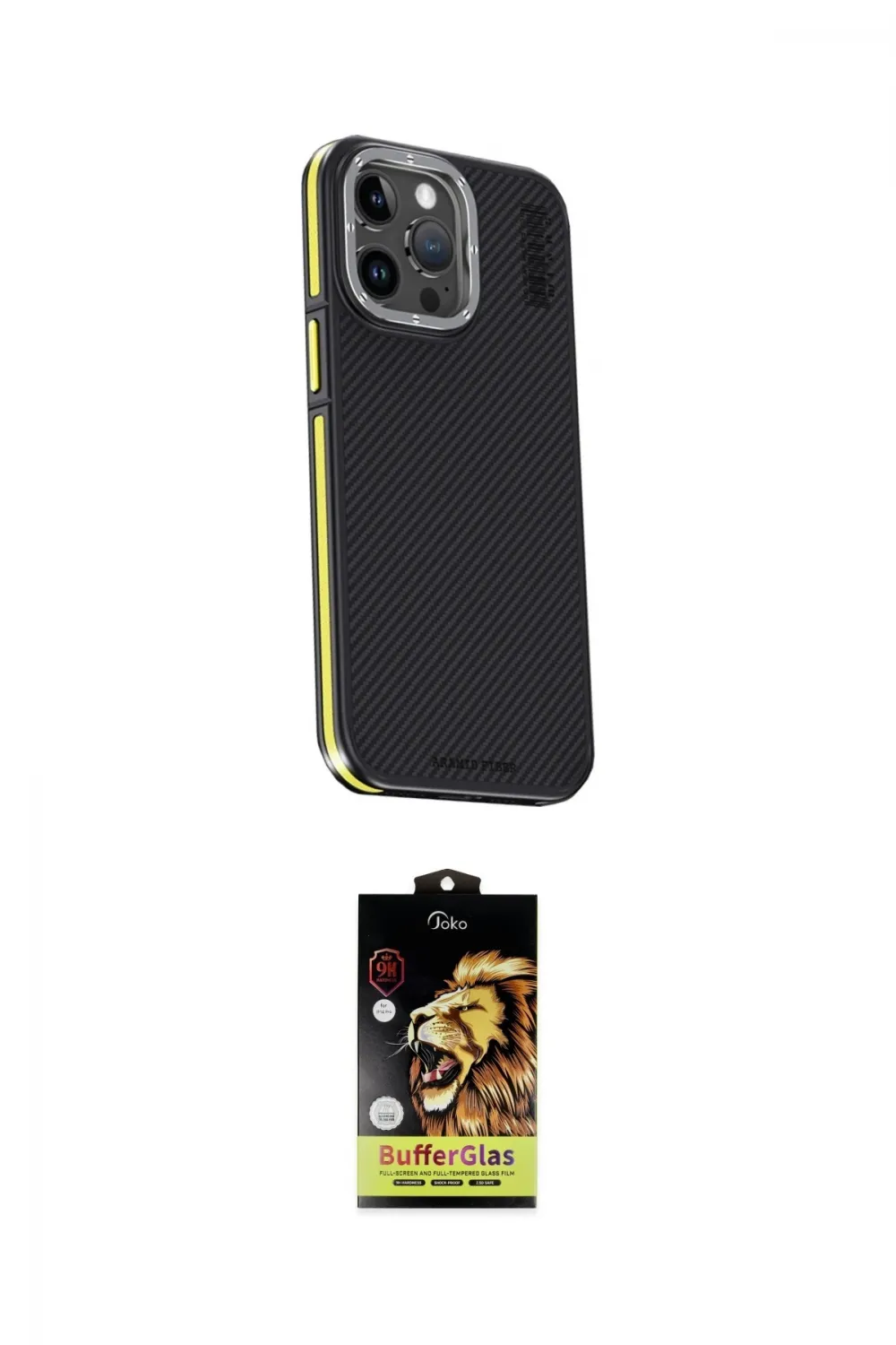 ieg™ iPhone 15 Pro Max Kılıf Kıvılcım Modern Özel Seri - Siyah Buffer Cam Ekran Koruyucu