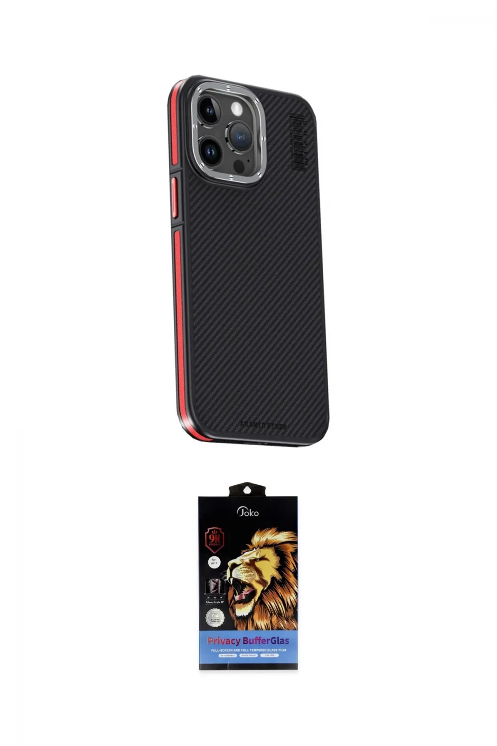 ieg™ iPhone 15 Pro Max Kılıf Kıvılcım Modern Özel Seri - Siyah Buffer Hayalet Cam Ekran Koruyucu
