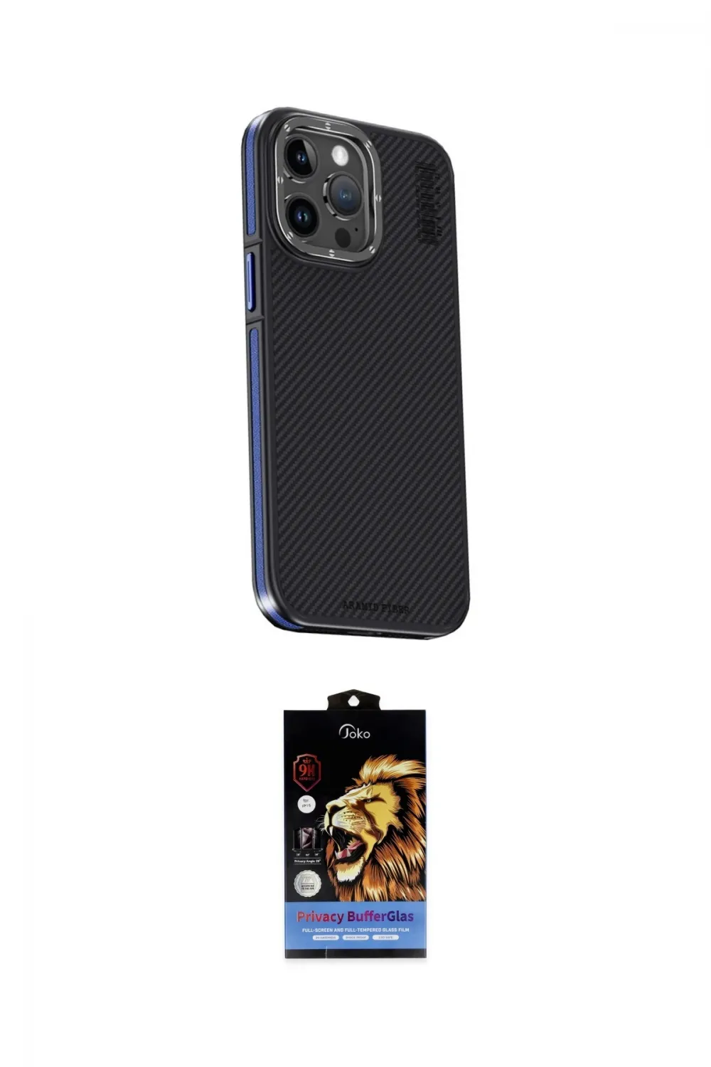 ieg™ iPhone 15 Pro Max Kılıf Kıvılcım Modern Özel Seri - Siyah Buffer Hayalet Cam Ekran Koruyucu