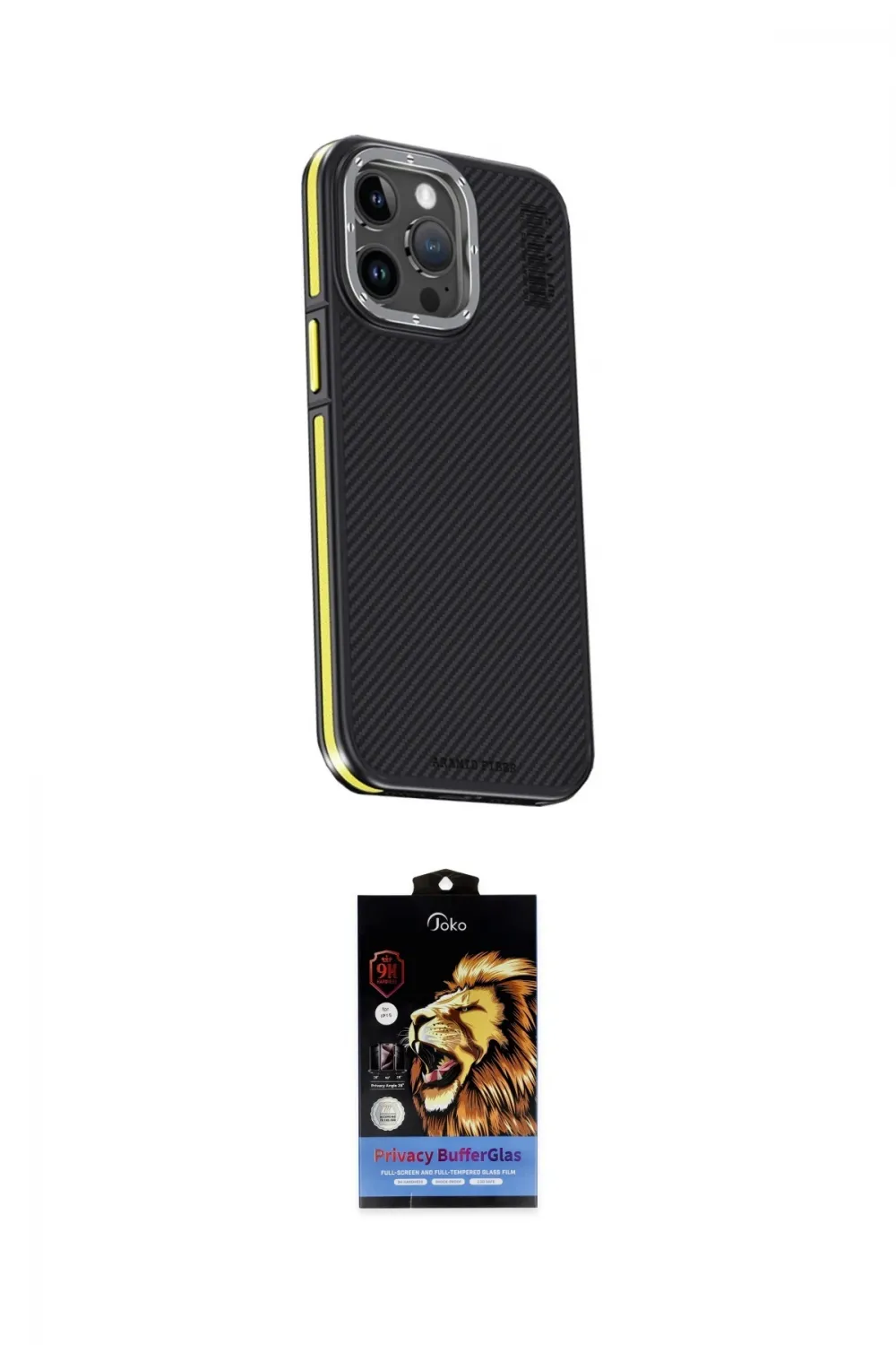 ieg™ iPhone 15 Pro Max Kılıf Kıvılcım Modern Özel Seri - Siyah Buffer Hayalet Cam Ekran Koruyucu