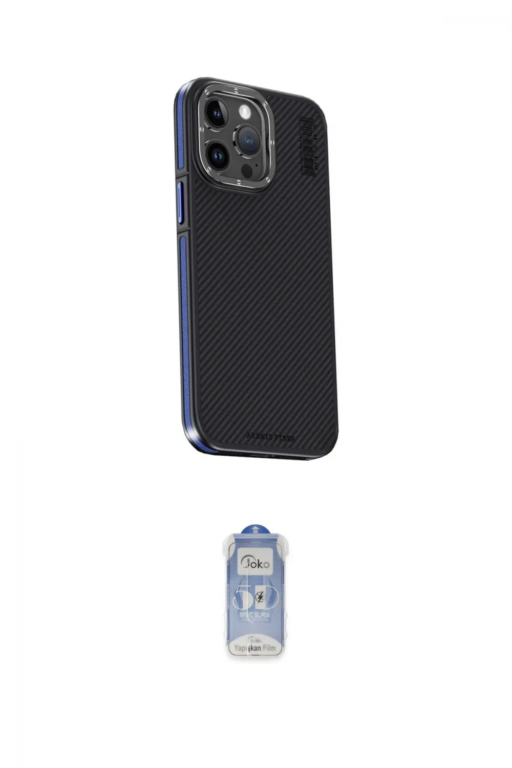 ieg™ iPhone 15 Pro Max Kılıf Kıvılcım Modern Özel Seri - Siyah Joko Magic 5D Cam