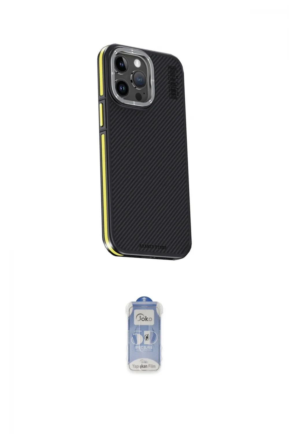 ieg™ iPhone 15 Pro Max Kılıf Kıvılcım Modern Özel Seri - Siyah Joko Magic 5D Cam