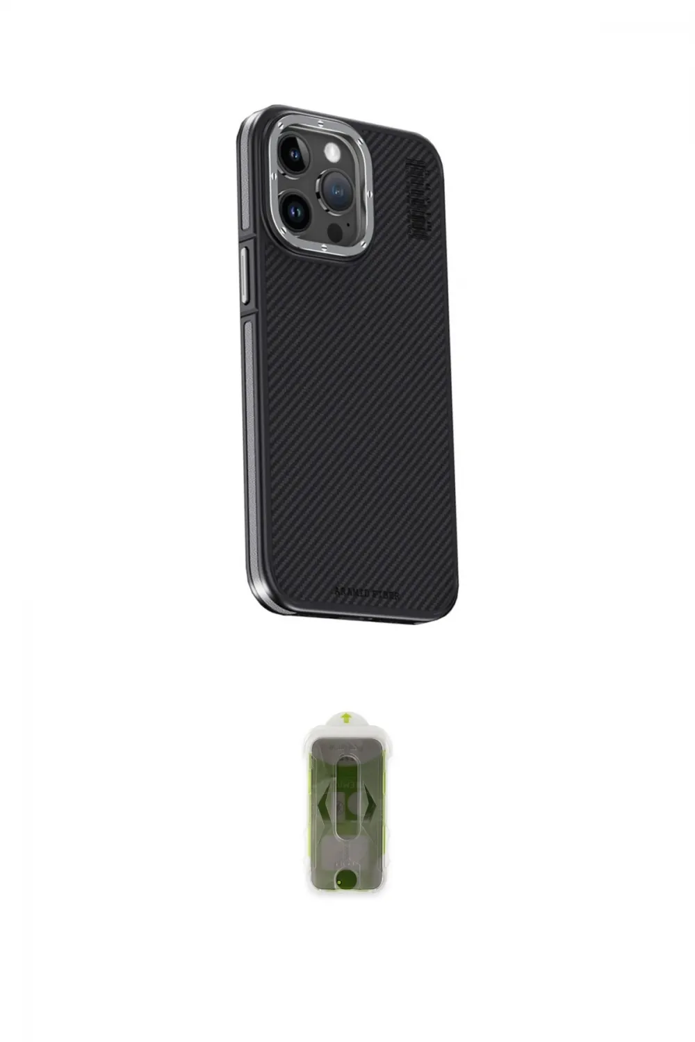 ieg™ iPhone 15 Pro Max Kılıf Kıvılcım Modern Özel Seri - Siyah Joko Magic 5D Hayalet Cam