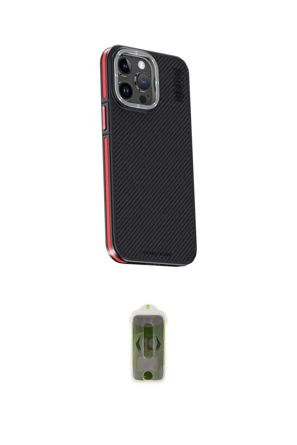 ieg™ iPhone 15 Pro Max Kılıf Kıvılcım Modern Özel Seri - Siyah Joko Magic 5D Hayalet Cam