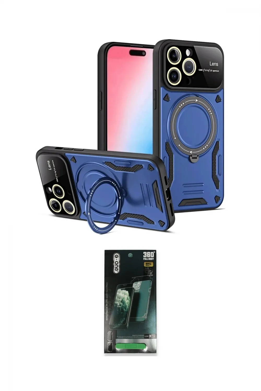 ieg™ iPhone 15 Pro Max Kılıf Kıvılcım Modern Serisi - Şeffaf 360 Full Body Arka Koruyucu