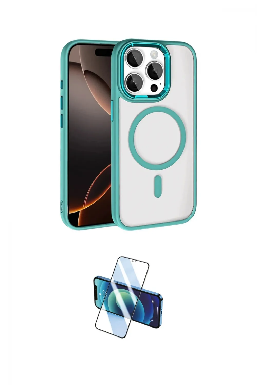 ieg™ iPhone 15 Pro Max Kılıf Kıvılcım Prime - Siyah 3D Antistatik Seramik Nano Ekran Koruyucu