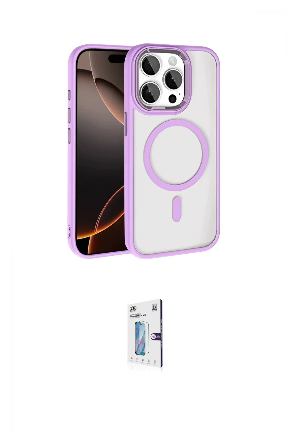 ieg™ iPhone 15 Pro Max Kılıf Kıvılcım Prime - Siyah Bilvis 0.18mm Plus Cam Ekran Koruyucu