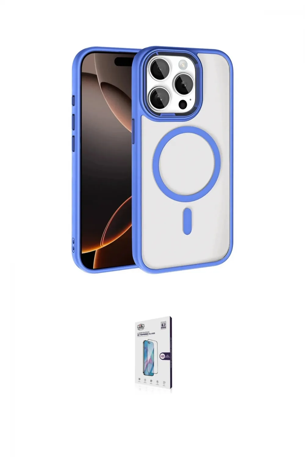 ieg™ iPhone 15 Pro Max Kılıf Kıvılcım Prime - Siyah Bilvis 0.18mm Plus Cam Ekran Koruyucu