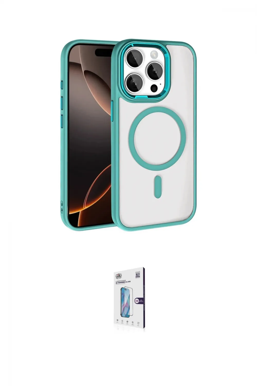 ieg™ iPhone 15 Pro Max Kılıf Kıvılcım Prime - Siyah Bilvis 0.18mm Plus Cam Ekran Koruyucu