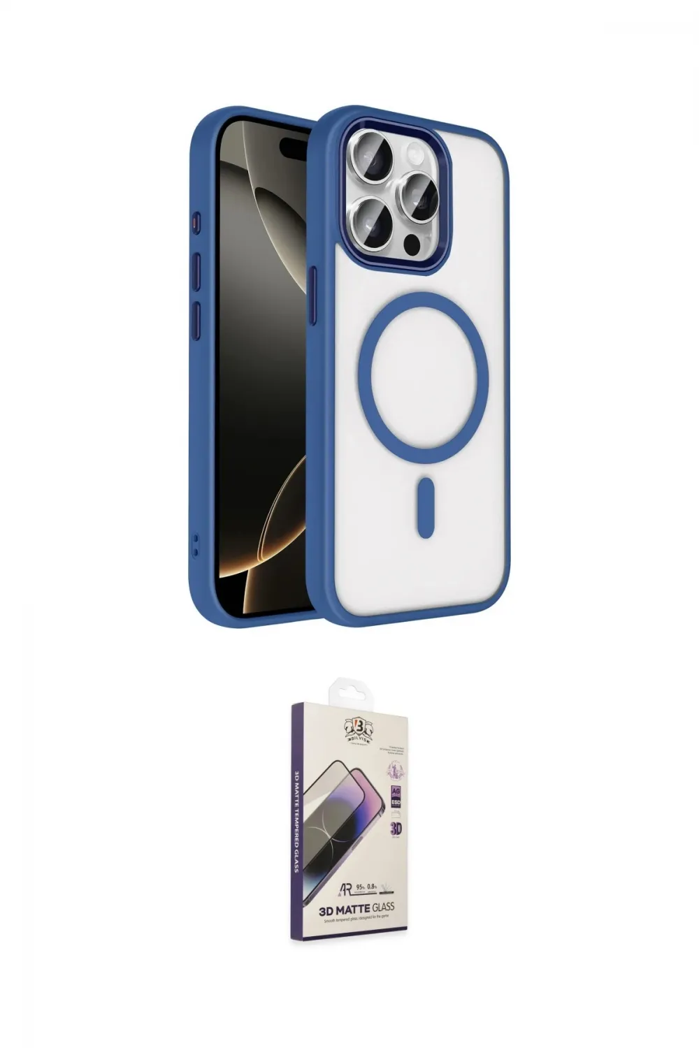 ieg™ iPhone 15 Pro Max Kılıf Kıvılcım Prime - Siyah Bilvis 3D Mat Cam Ekran Koruyucu