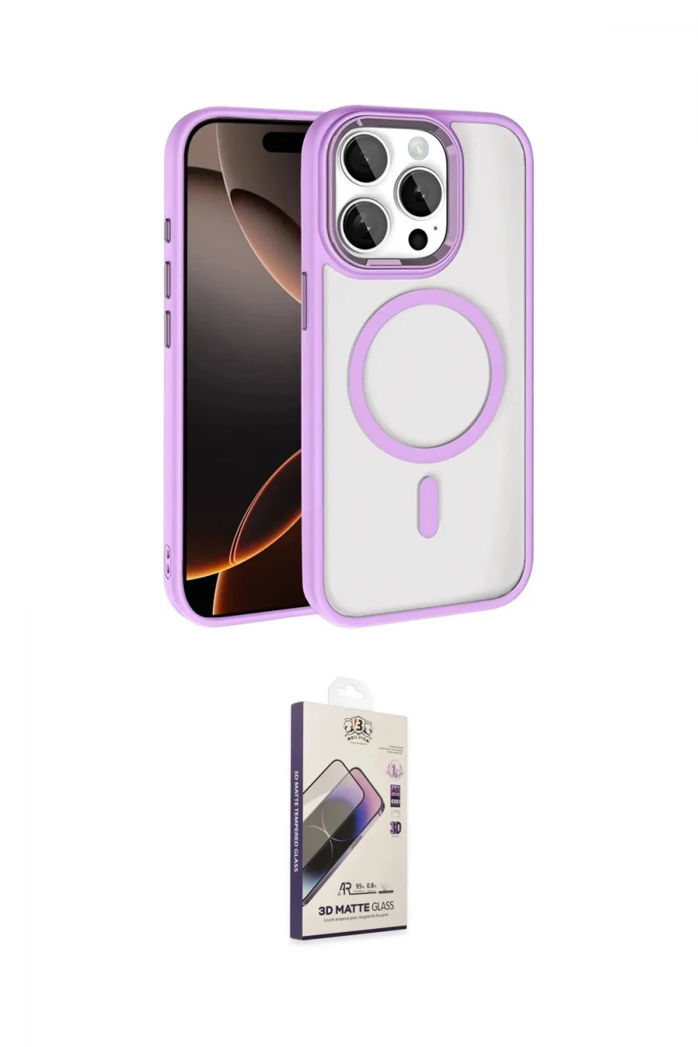 ieg™ iPhone 15 Pro Max Kılıf Kıvılcım Prime - Siyah Bilvis 3D Mat Cam Ekran Koruyucu