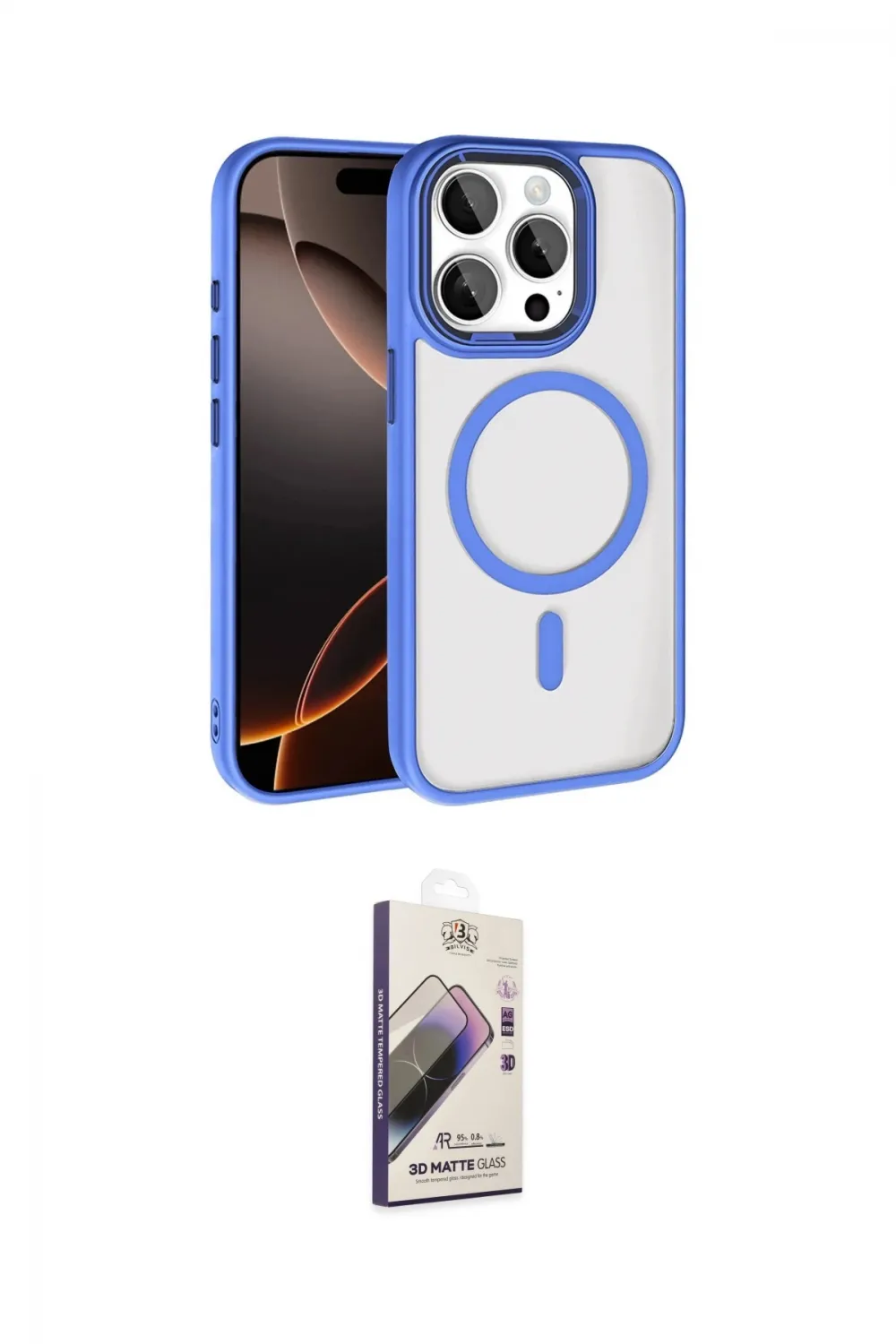 ieg™ iPhone 15 Pro Max Kılıf Kıvılcım Prime - Siyah Bilvis 3D Mat Cam Ekran Koruyucu