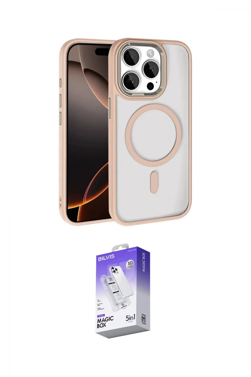 ieg™ iPhone 15 Pro Max Kılıf Kıvılcım Prime - Siyah Bilvis 5in1 3D Magic Cam Ekran Koruyucu