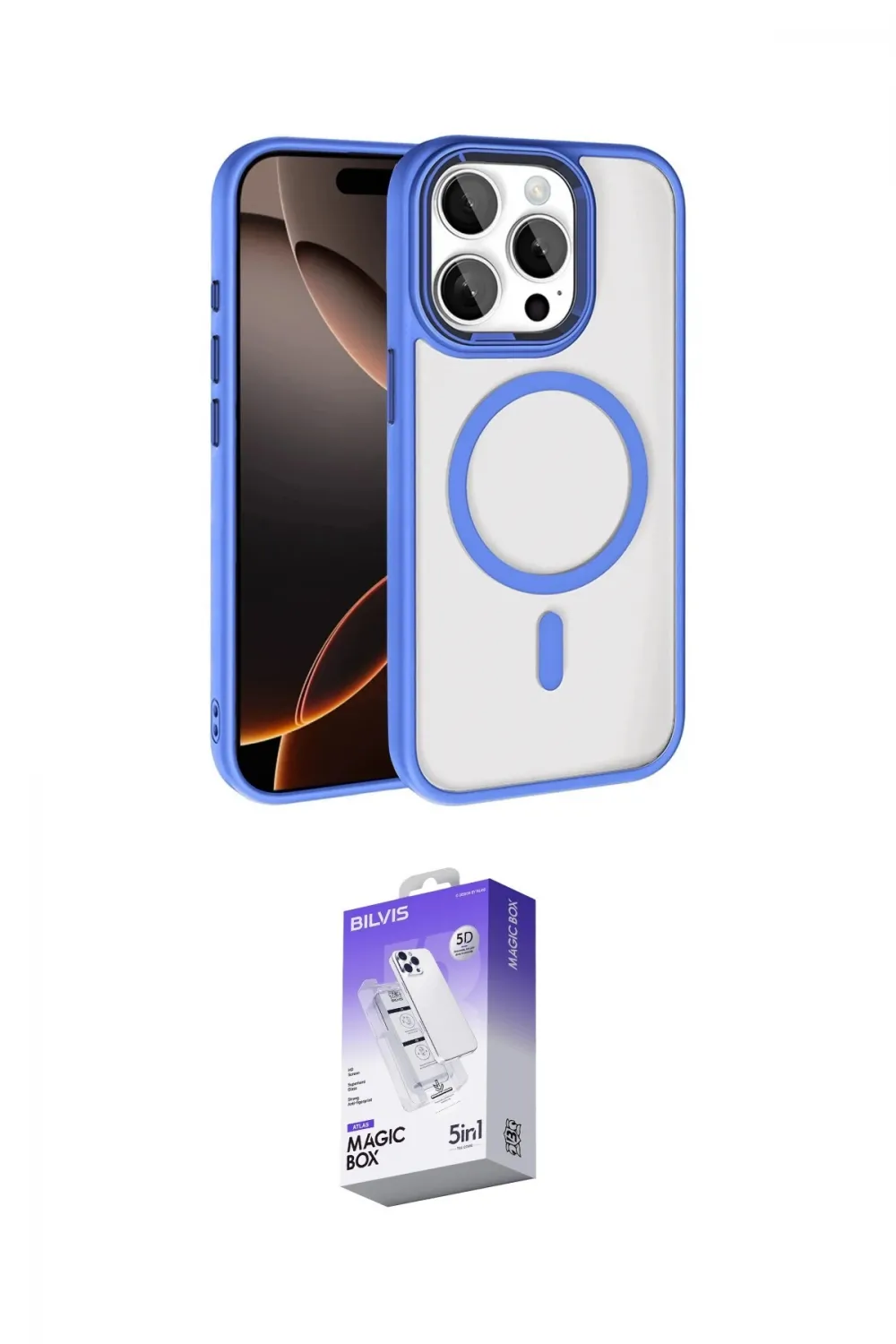 ieg™ iPhone 15 Pro Max Kılıf Kıvılcım Prime - Siyah Bilvis 5in1 3D Magic Cam Ekran Koruyucu