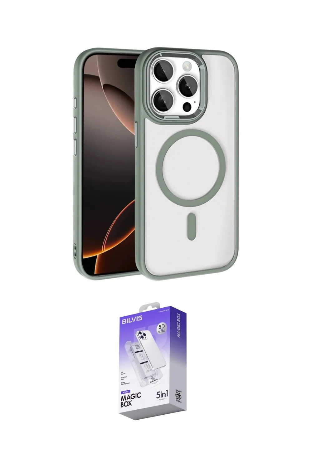 ieg™ iPhone 15 Pro Max Kılıf Kıvılcım Prime - Siyah Bilvis 5in1 3D Magic Cam Ekran Koruyucu