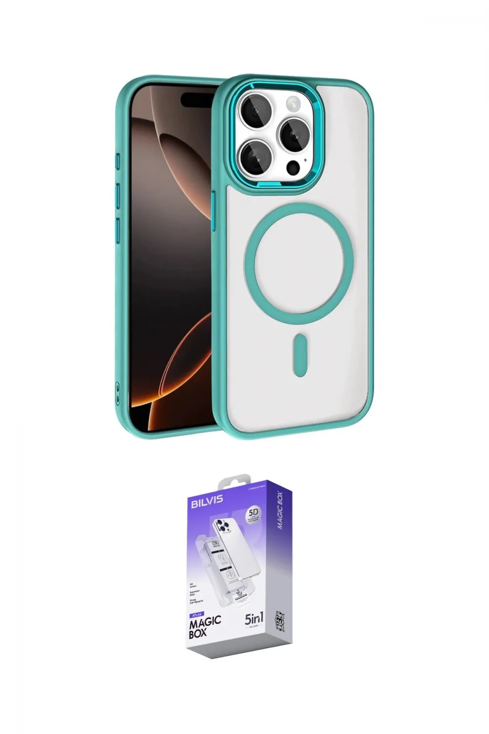 ieg™ iPhone 15 Pro Max Kılıf Kıvılcım Prime - Siyah Bilvis 5in1 3D Magic Cam Ekran Koruyucu