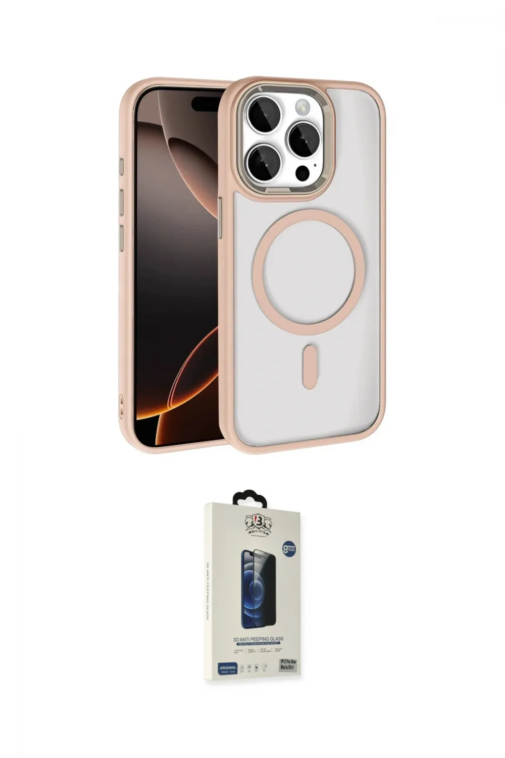 ieg™ iPhone 15 Pro Max Kılıf Kıvılcım Prime - Siyah Bilvis Hayalet Cam Ekran Koruyucu