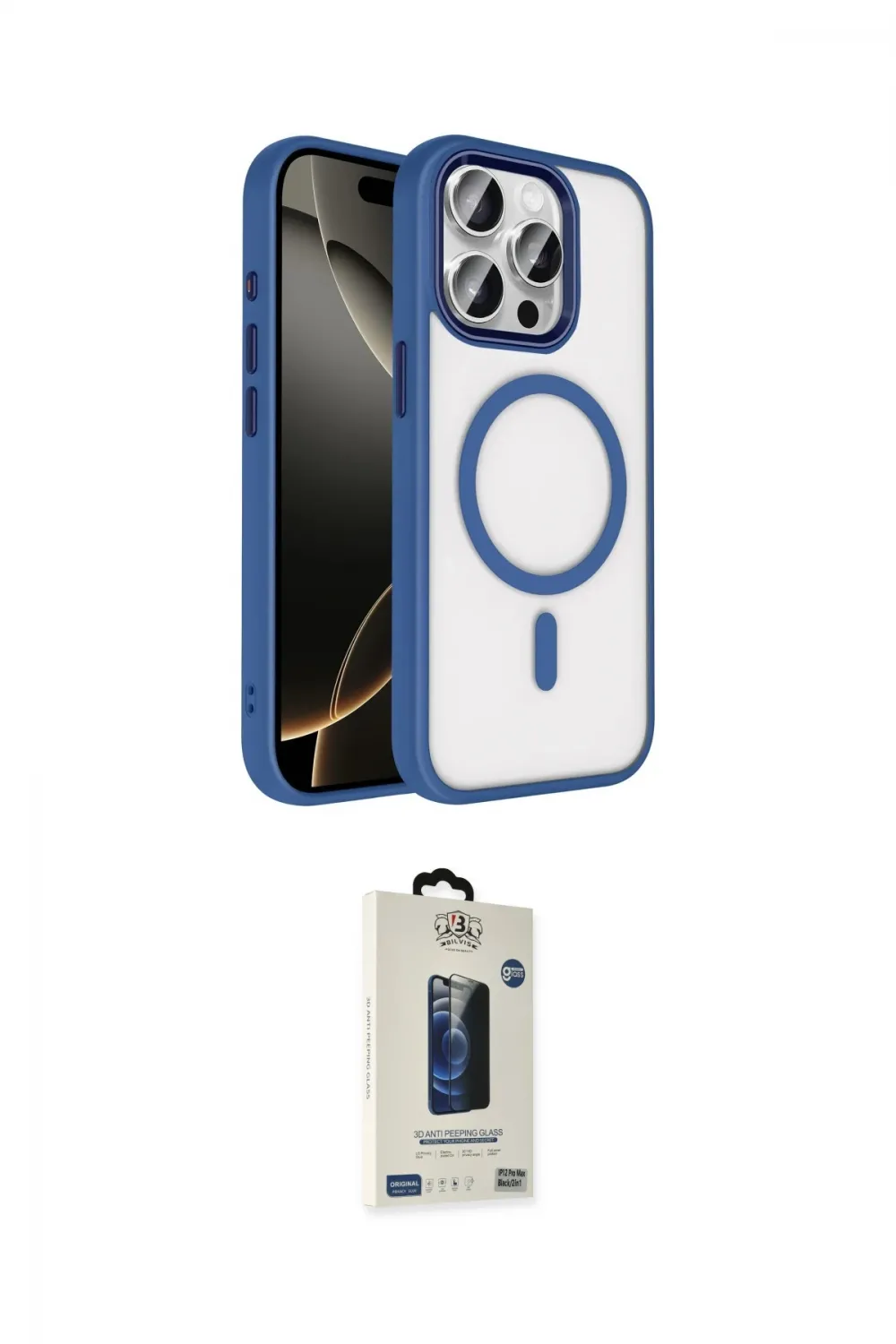 ieg™ iPhone 15 Pro Max Kılıf Kıvılcım Prime - Siyah Bilvis Hayalet Cam Ekran Koruyucu