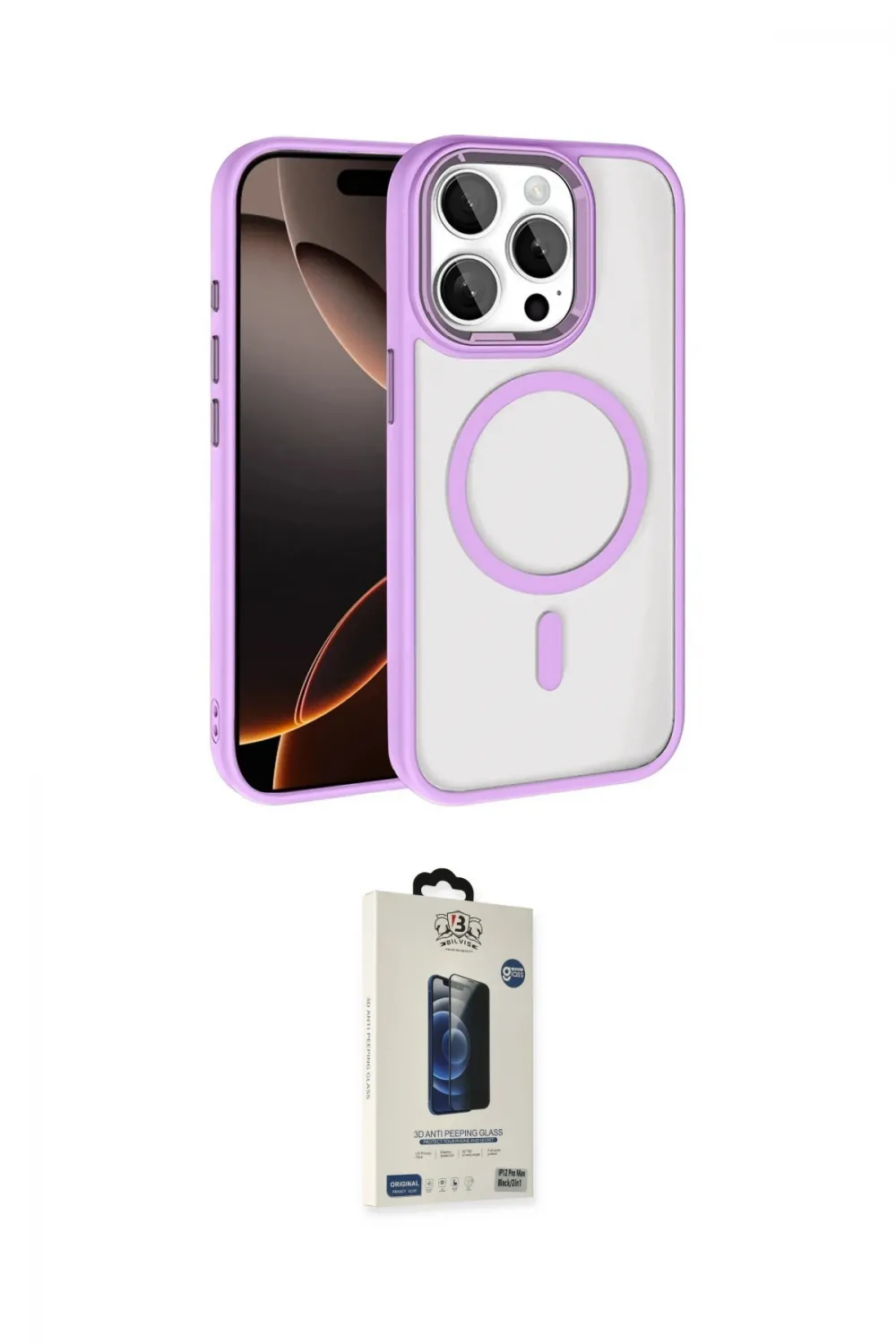 ieg™ iPhone 15 Pro Max Kılıf Kıvılcım Prime - Siyah Bilvis Hayalet Cam Ekran Koruyucu