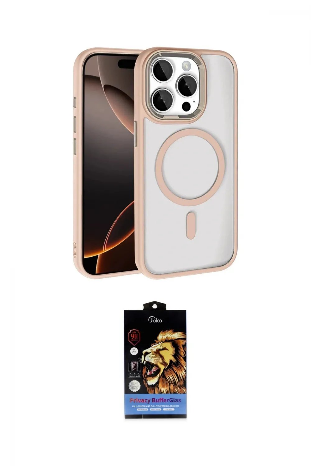 ieg™ iPhone 15 Pro Max Kılıf Kıvılcım Prime - Siyah Buffer Hayalet Cam Ekran Koruyucu