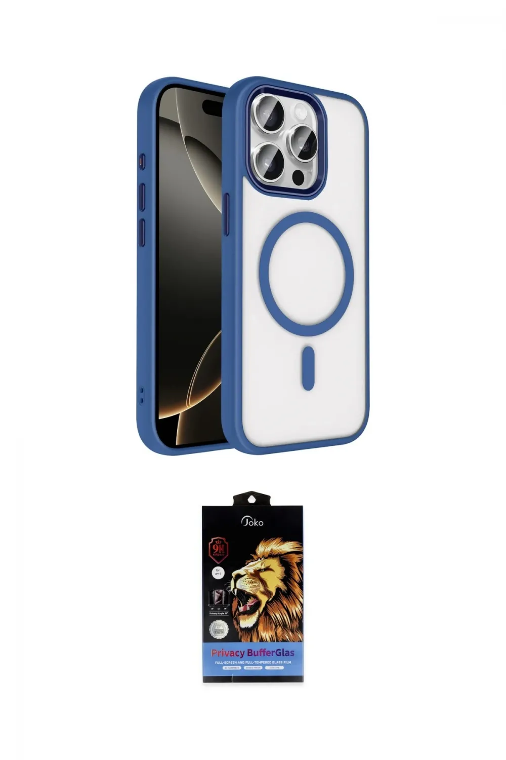 ieg™ iPhone 15 Pro Max Kılıf Kıvılcım Prime - Siyah Buffer Hayalet Cam Ekran Koruyucu