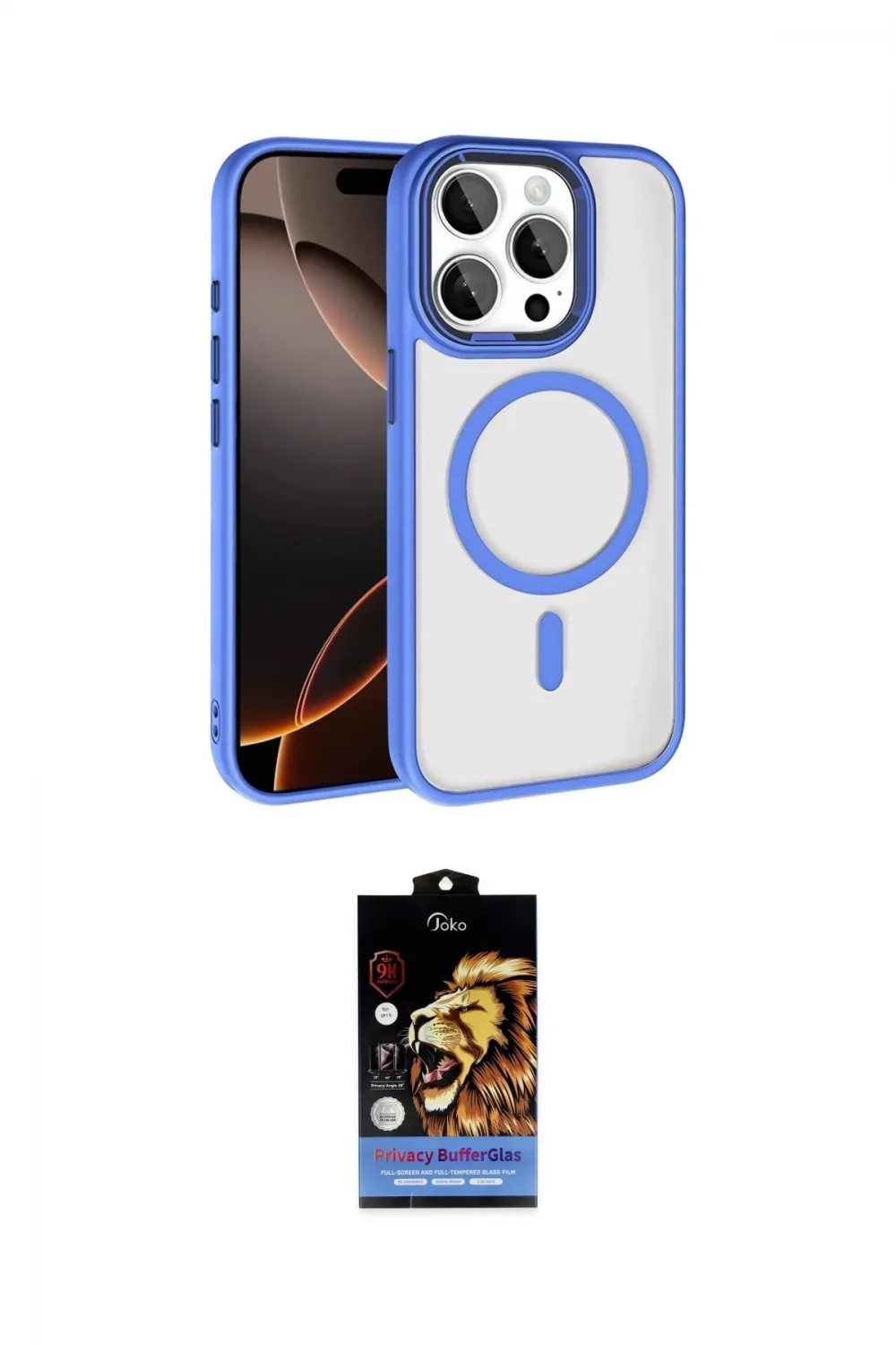 ieg™ iPhone 15 Pro Max Kılıf Kıvılcım Prime - Siyah Buffer Hayalet Cam Ekran Koruyucu
