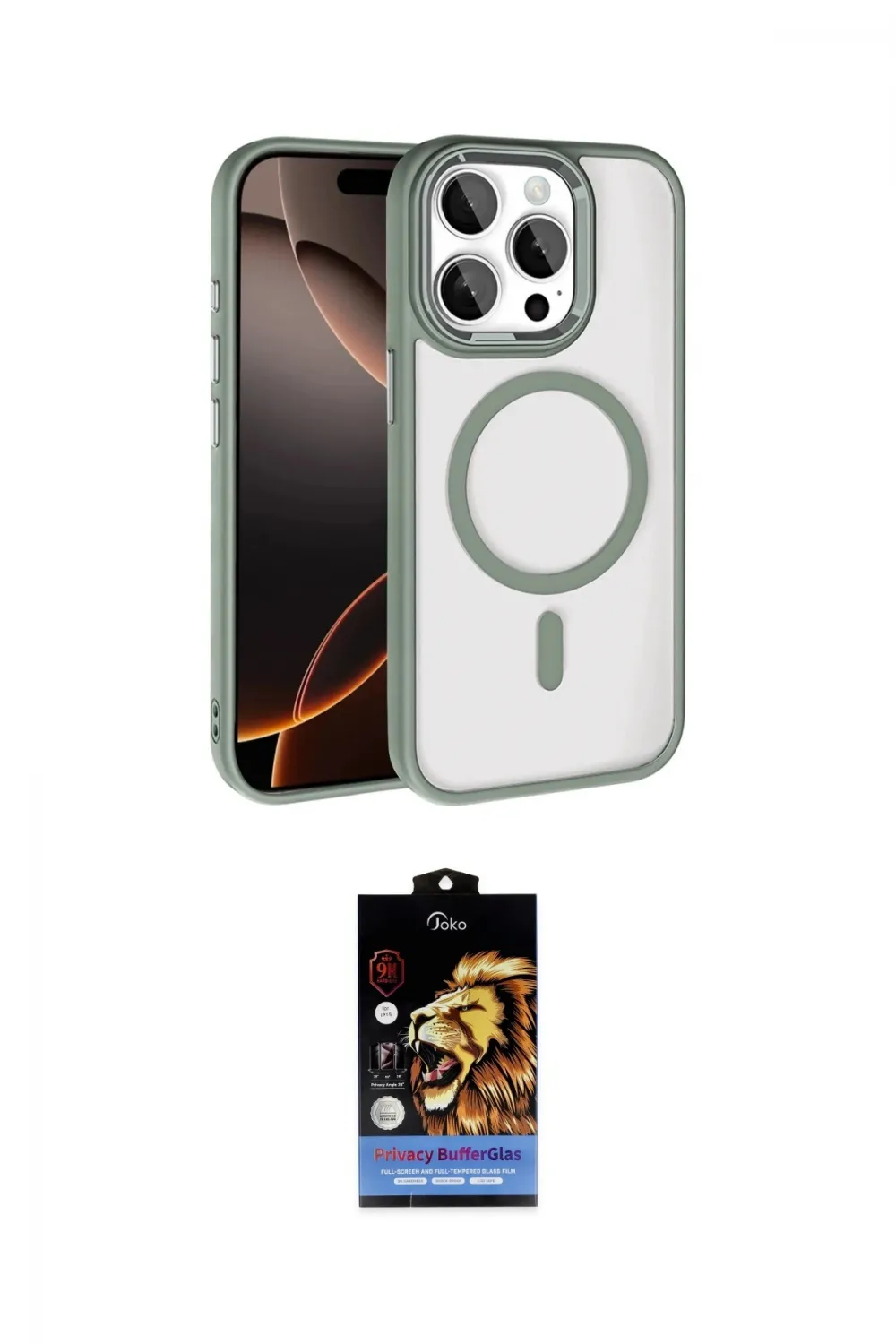 ieg™ iPhone 15 Pro Max Kılıf Kıvılcım Prime - Siyah Buffer Hayalet Cam Ekran Koruyucu