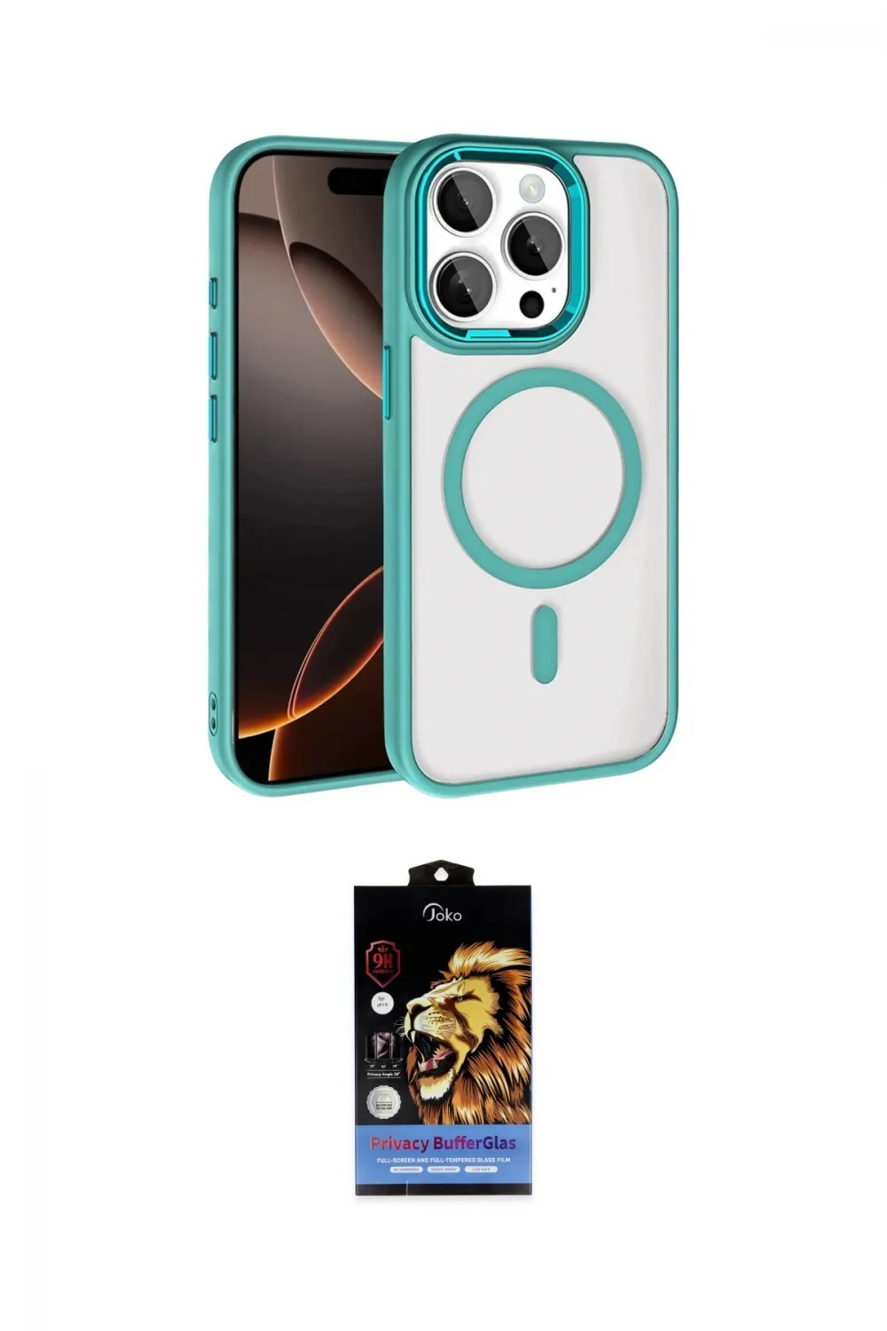 ieg™ iPhone 15 Pro Max Kılıf Kıvılcım Prime - Siyah Buffer Hayalet Cam Ekran Koruyucu