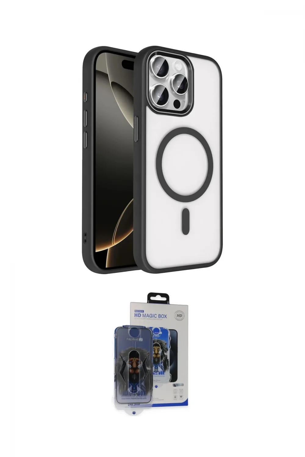 ieg™ iPhone 15 Pro Max Kılıf Kıvılcım Prime - Siyah Vanessa Magic Cam
