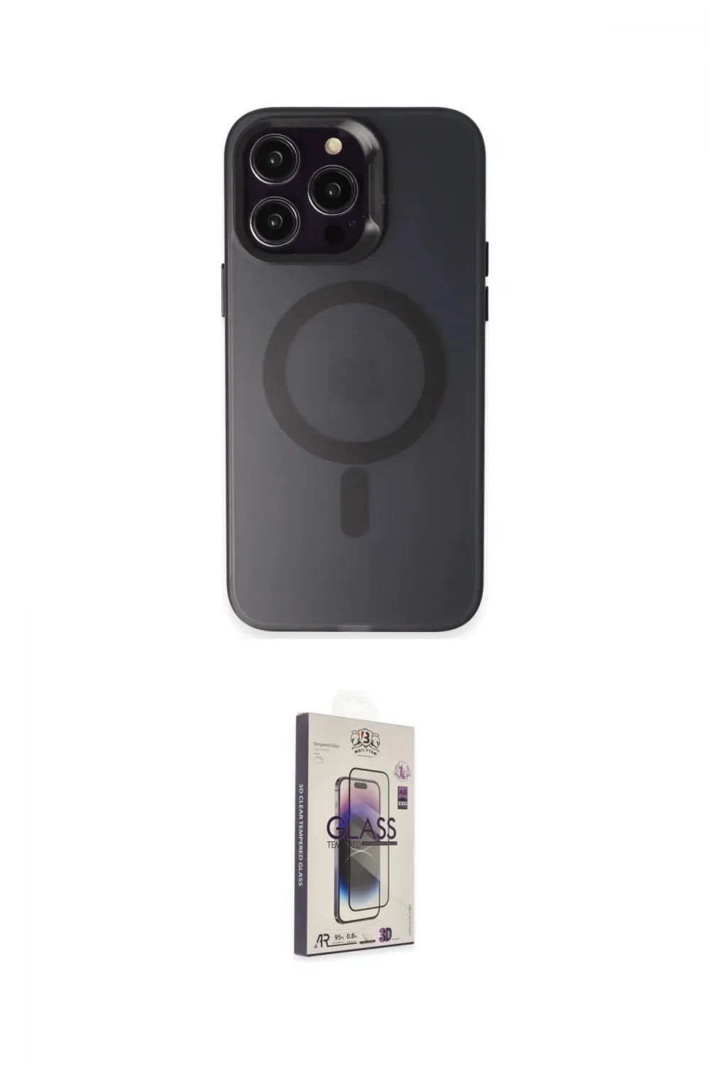 ieg™ iPhone 15 Pro Max Kılıf Kozmos Çizgi Prime - Siyah Bilvis 3D Cam Ekran Koruyucu