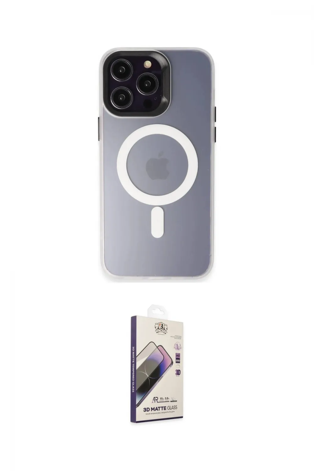 ieg™ iPhone 15 Pro Max Kılıf Kozmos Çizgi Prime - Siyah Bilvis 3D Mat Cam Ekran Koruyucu