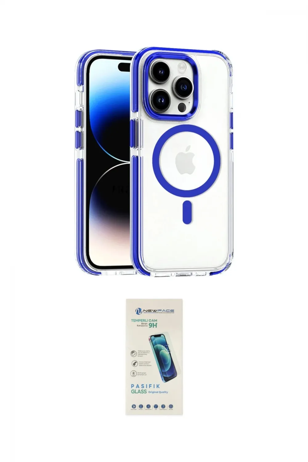 ieg™ iPhone 15 Pro Max Kılıf Kozmos Doku Koleksiyonu - Şeffaf Pasifik Cam Ekran Koruyucu