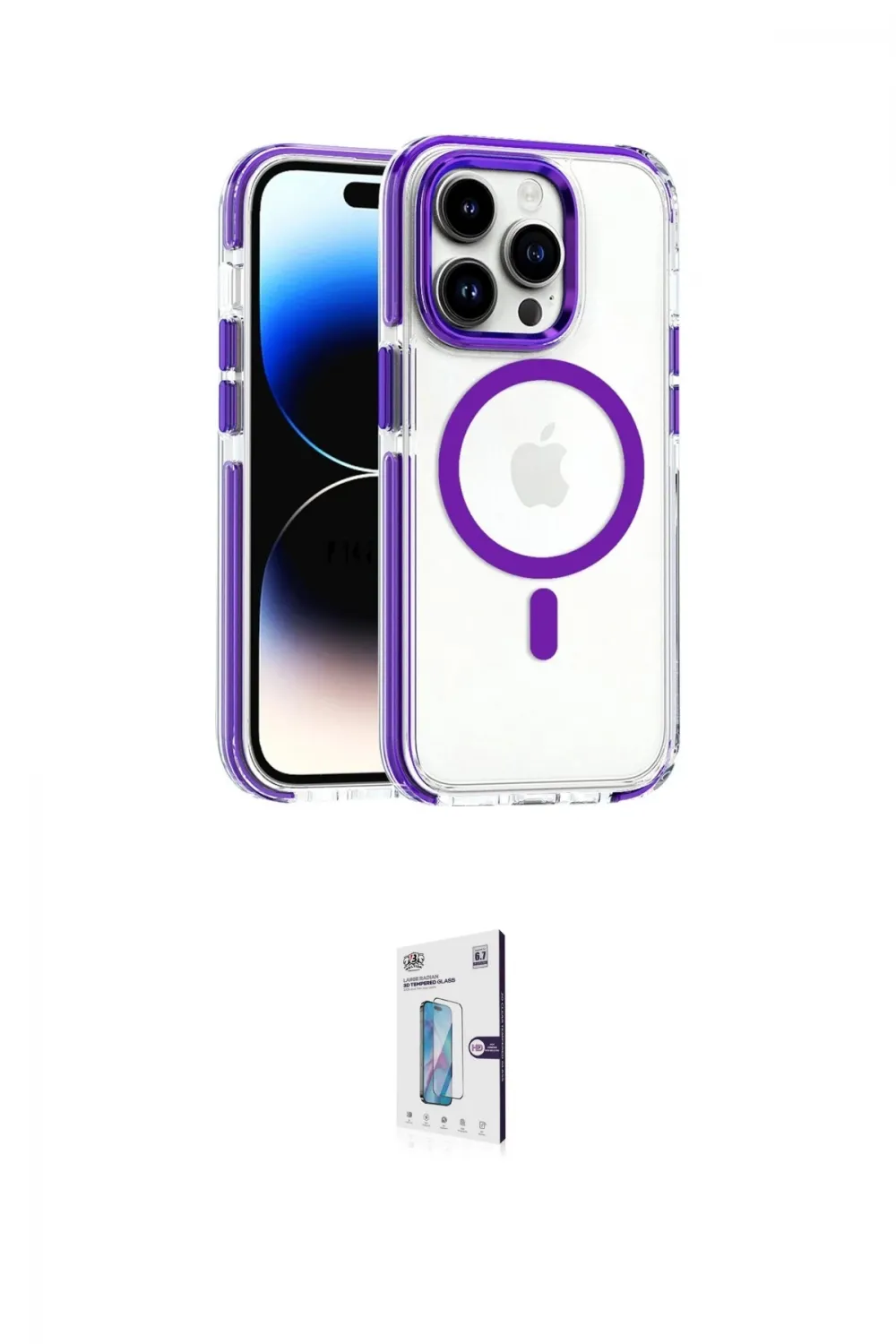 ieg™ iPhone 15 Pro Max Kılıf Kozmos Doku Koleksiyonu - Siyah Bilvis 0.18mm Plus Cam Ekran Koruyucu